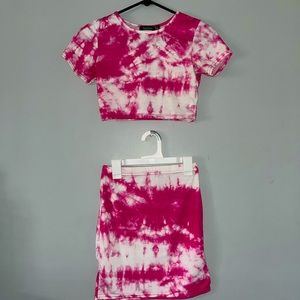 Cropped shirt and mini skirt set